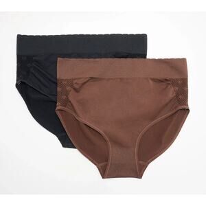 Anybody Intimates Seamless Open Stitch Comfort Panties 2 Pack Sz XL Black Brown